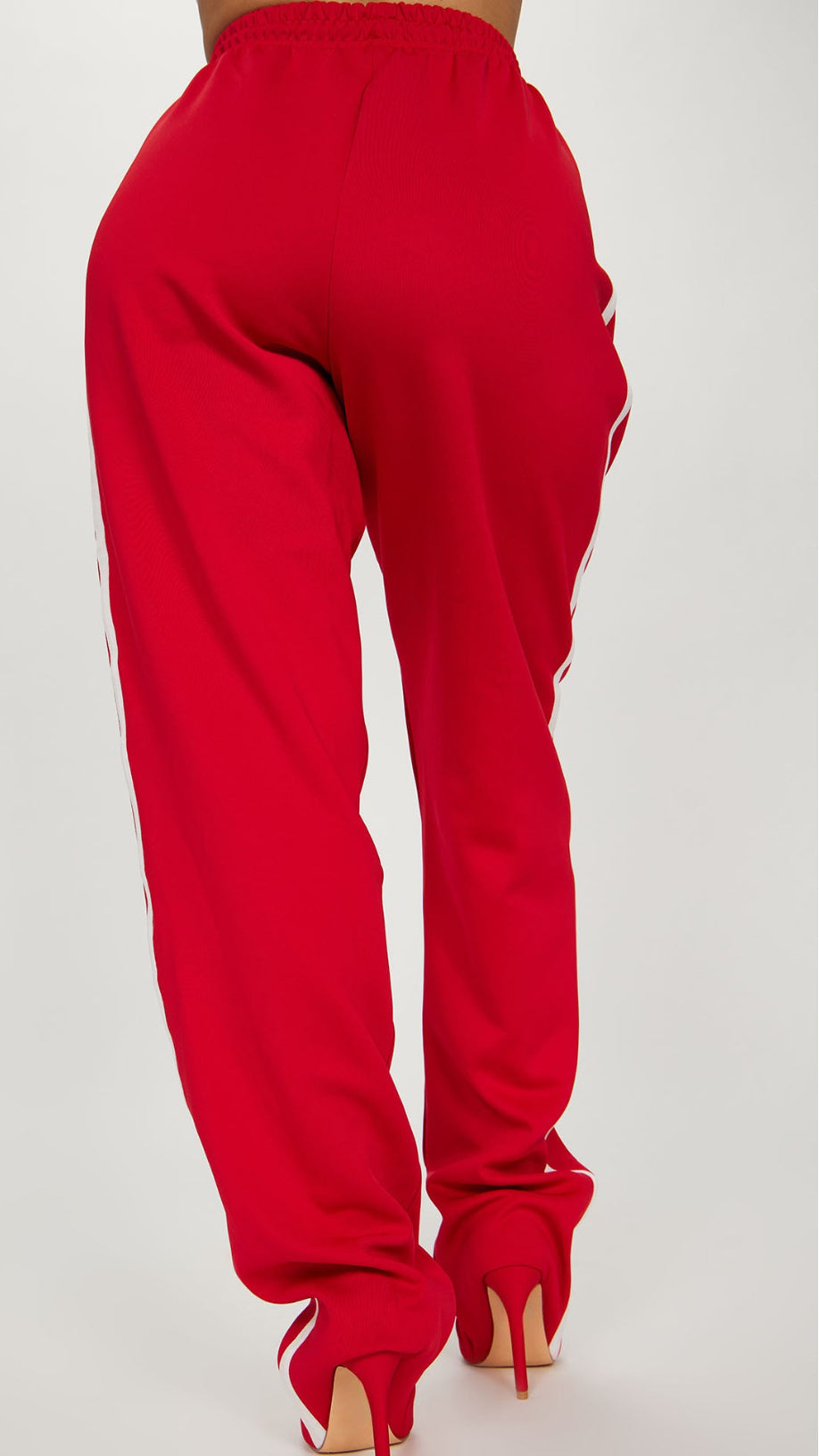 Sassy red boot cut parachute pants