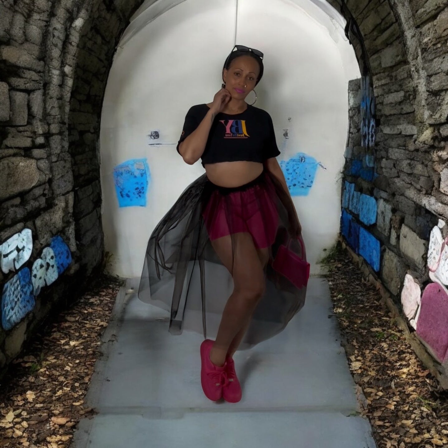 Sheer fluff skirt with justbeyou crop top