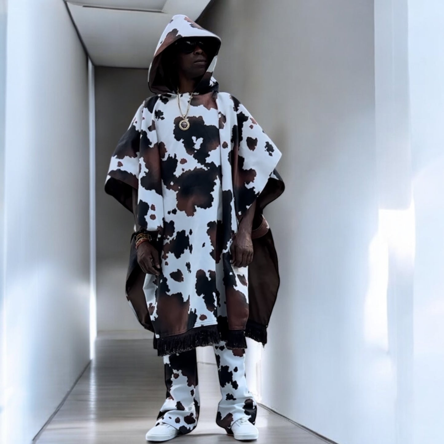 Cow Print Poncho set