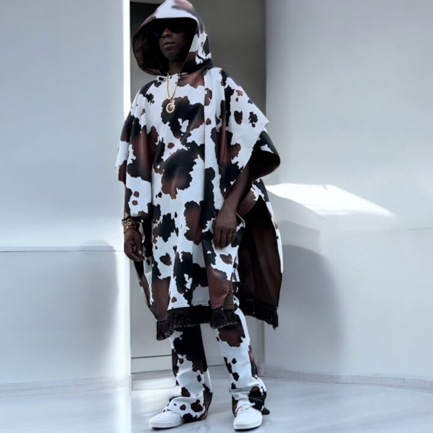 Cow Print Poncho set
