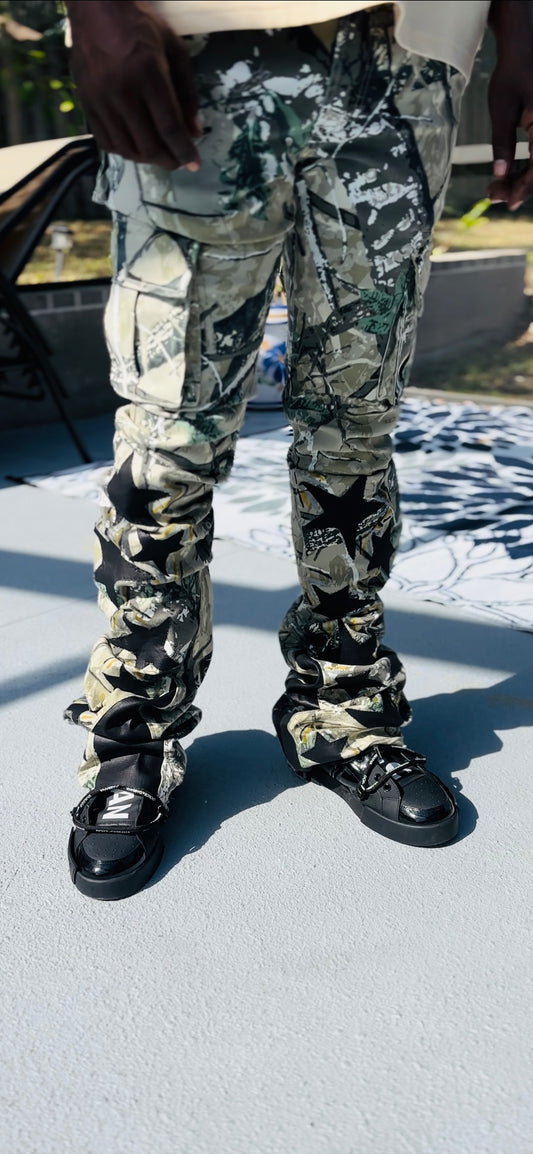 Custom Camouflaged jeans black stars