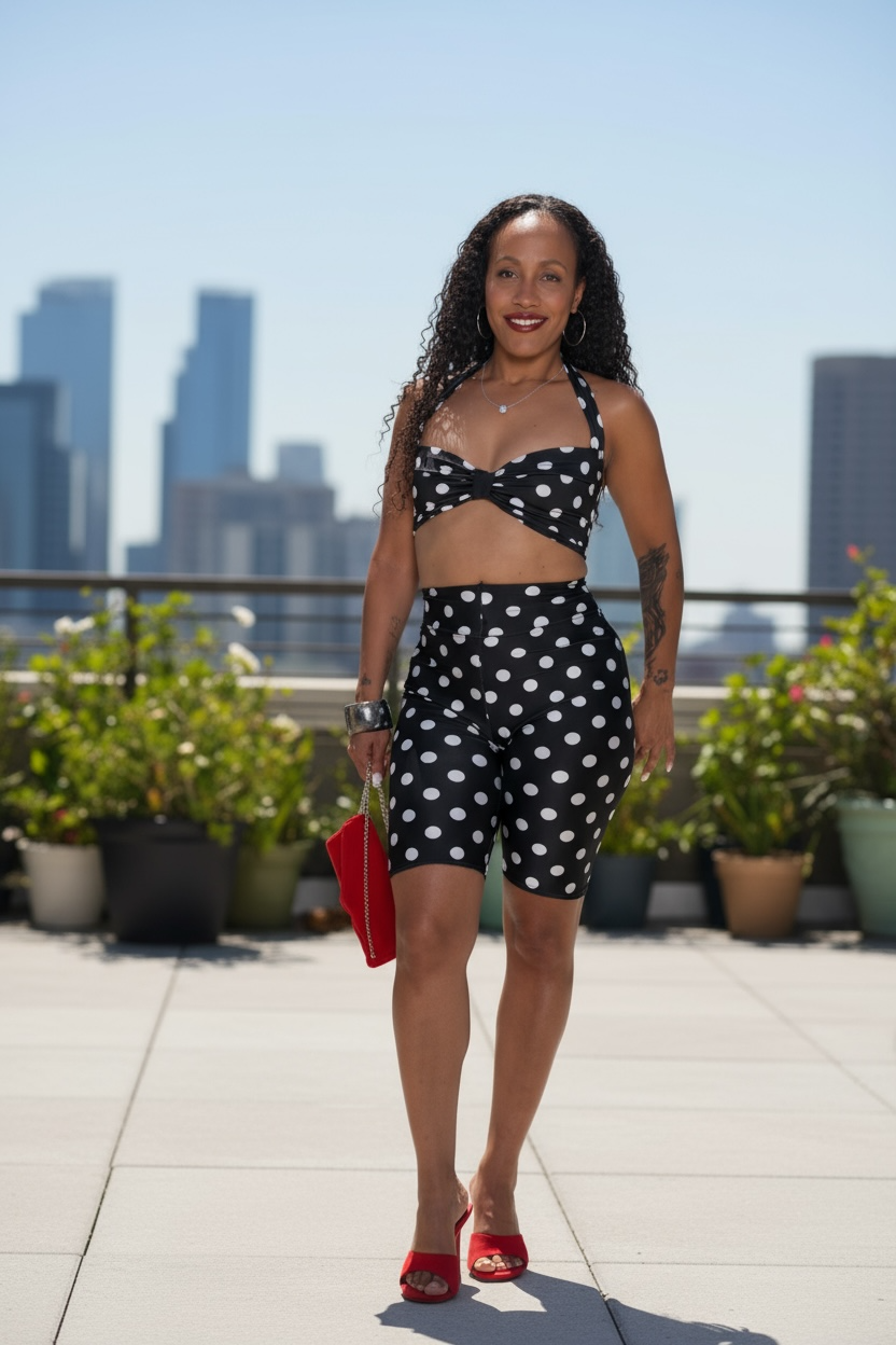 Two piece polkadot short set