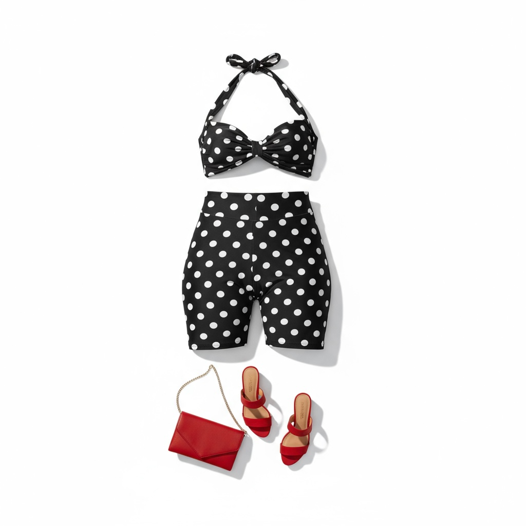 Two piece polkadot short set